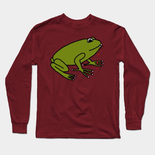 Animals with Sharp Teeth Green Frog Long Sleeve T-Shirt by ellenhenryart